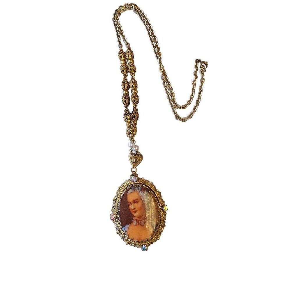 Vintage Acrylic West Germany Portrait Necklace (A1666)